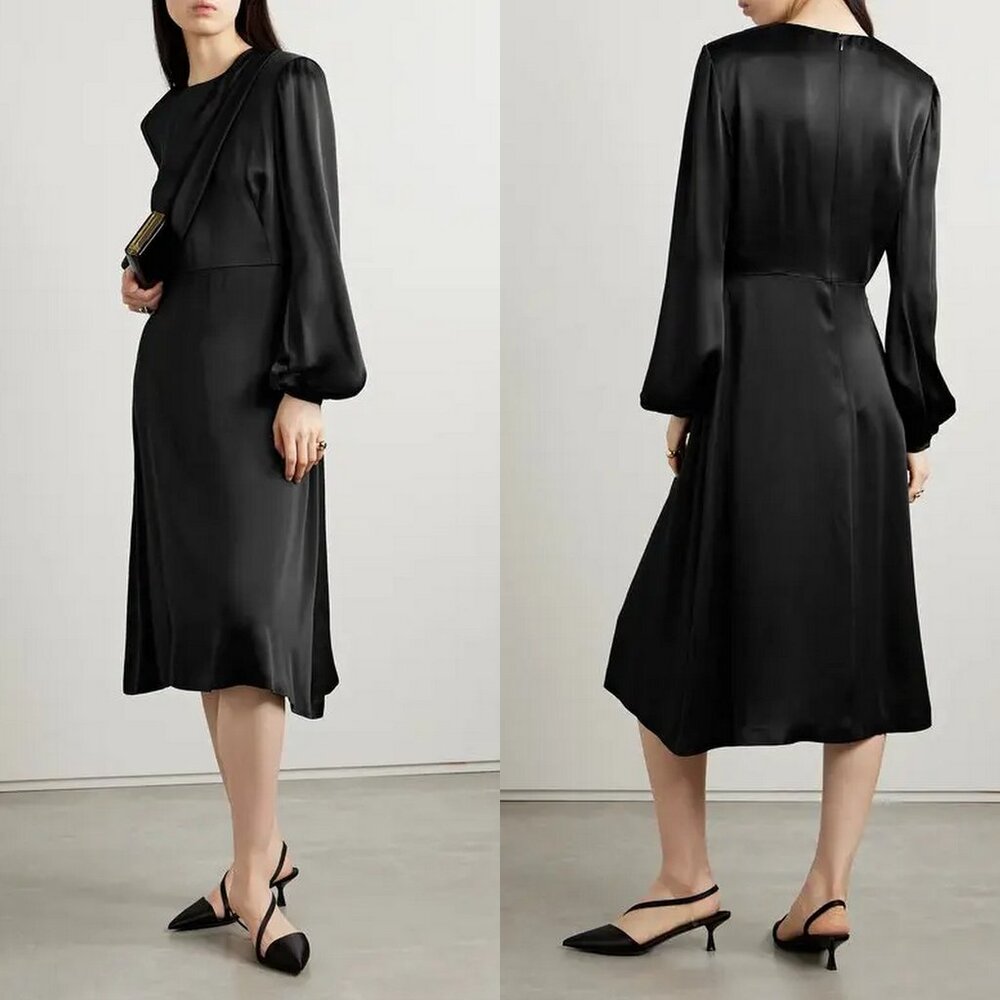 Stella McCartney Draped Duchesse Satin Midi Dress 46